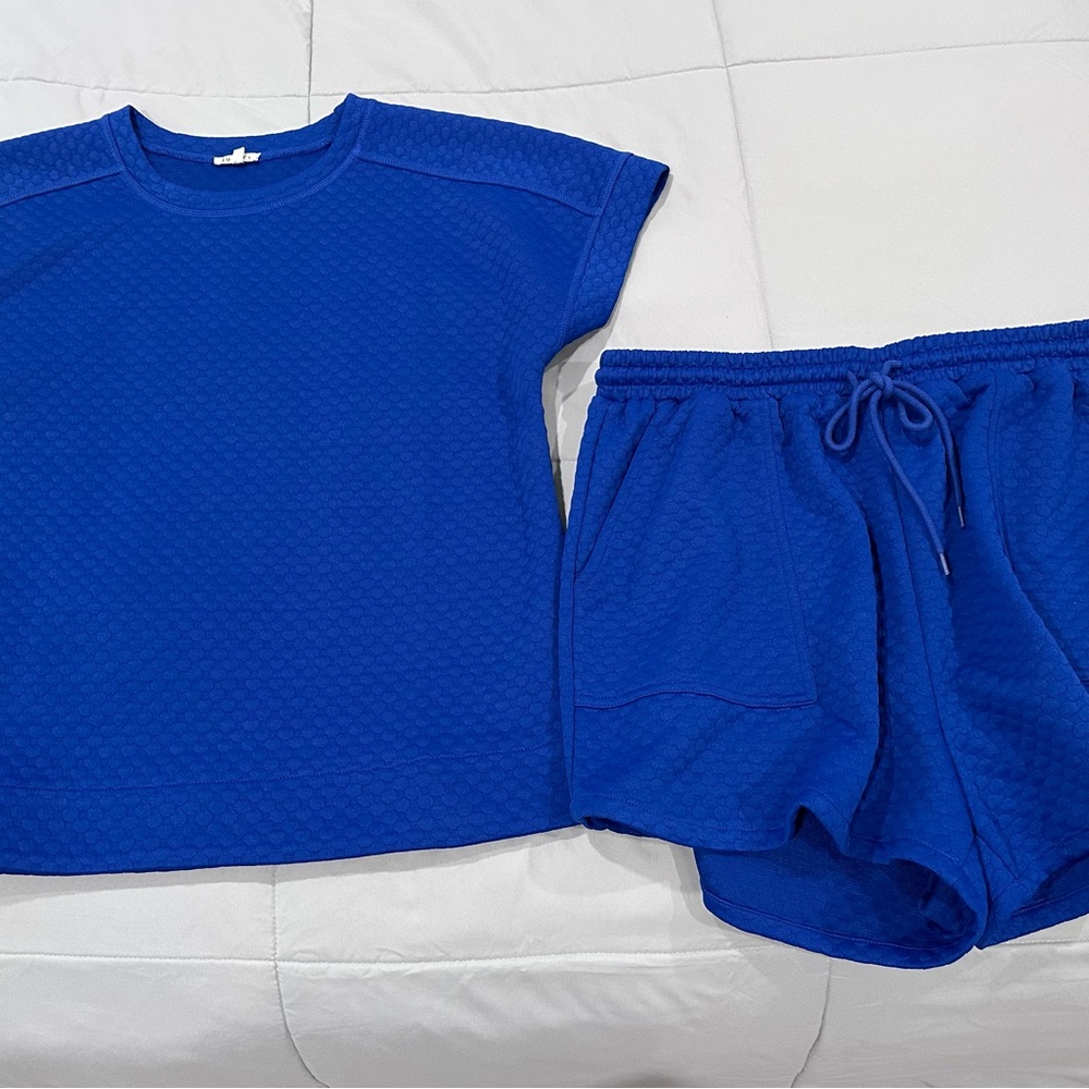JODIFL Blue Textured Sleepwear Set